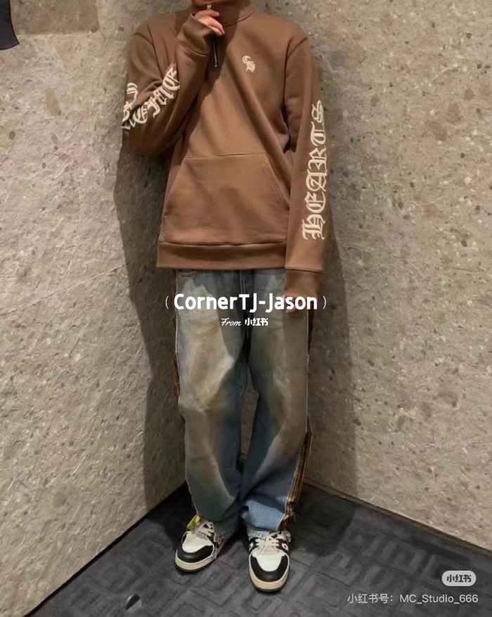 Chrome Hearts Embroidered Casual Half-Zip Hoodie