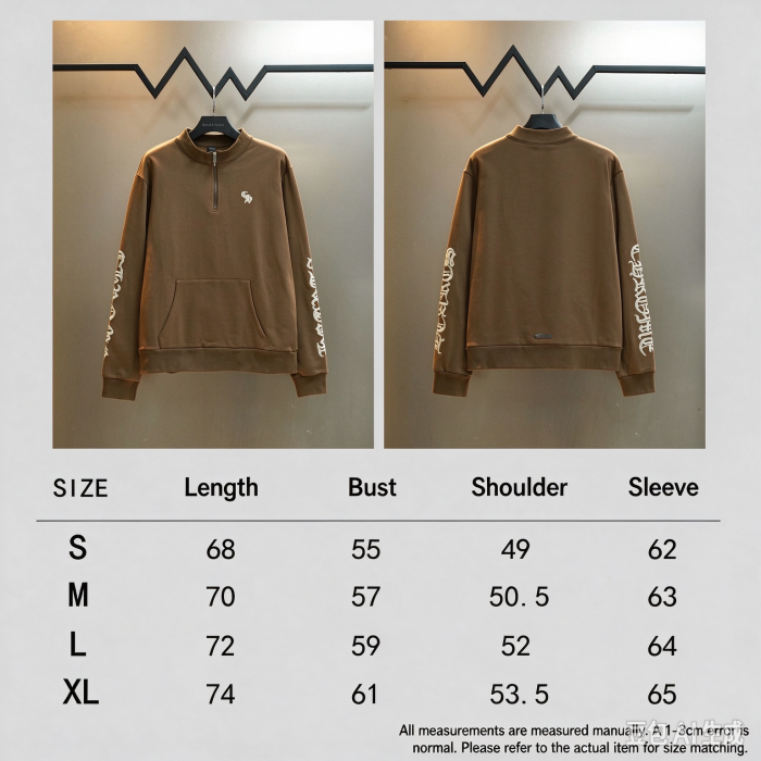 Chrome Hearts Embroidered Casual Half-Zip Hoodie