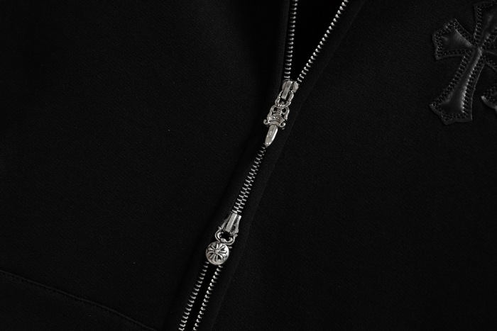 Chrome Hearts Cross Leather Patch Zip Hoodie