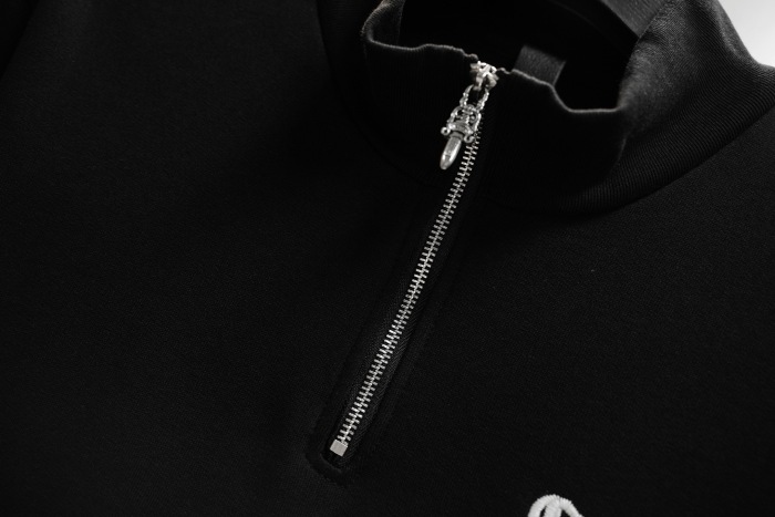 Chrome Hearts Embroidered Casual Half-Zip Hoodie