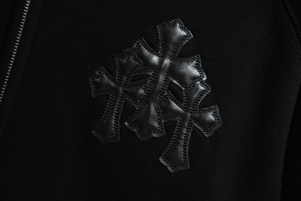 Chrome Hearts Cross Leather Patch Zip Hoodie