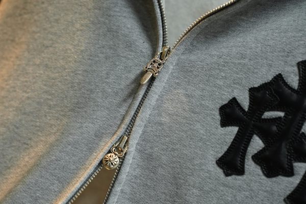Chrome Hearts Cross Leather Patch Zip Hoodie