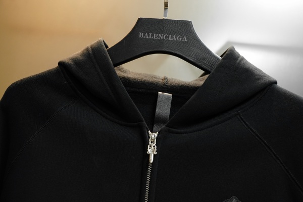 Chrome Hearts Cross Leather Patch Zip Hoodie