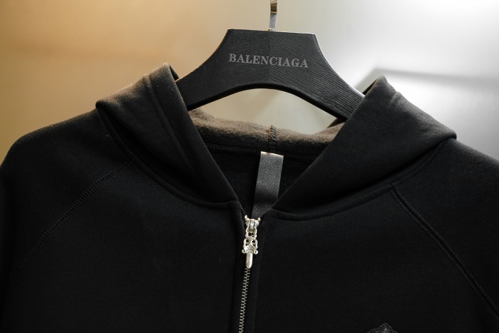 Chrome Hearts Cross Leather Patch Zip Hoodie