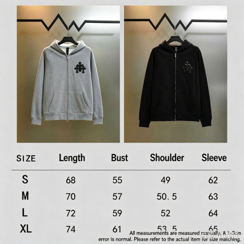 Chrome Hearts Cross Leather Patch Zip Hoodie