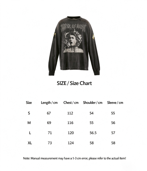 SAINT Mich@el Medusa Roaring  Washed Long-Sleeve T-Shirt