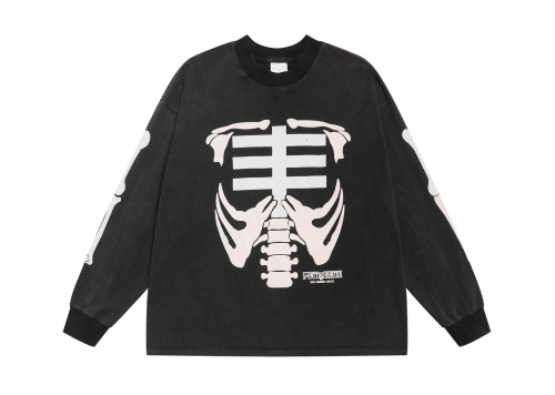 SAINT Mich@el Skull  Washed Long-Sleeve T-Shirt