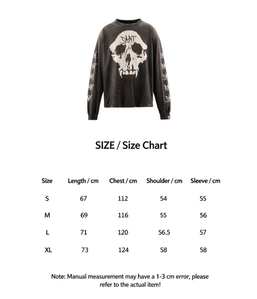 SAINT Mich@el Skull Graphic Vintage Washed Long-Sleeve T-Shirt