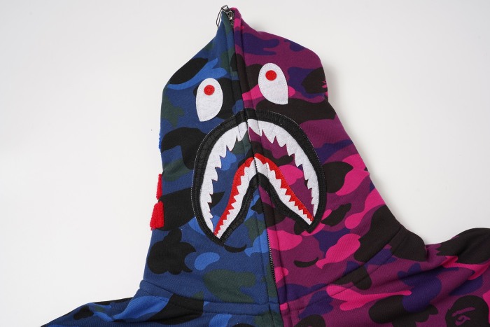 BAPE Split-Color Camo Shark Full Zip Hoodie