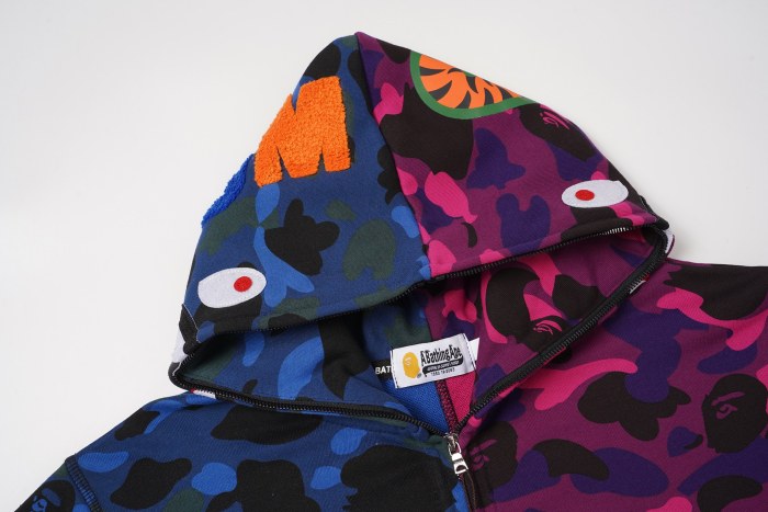 BAPE Split-Color Camo Shark Full Zip Hoodie
