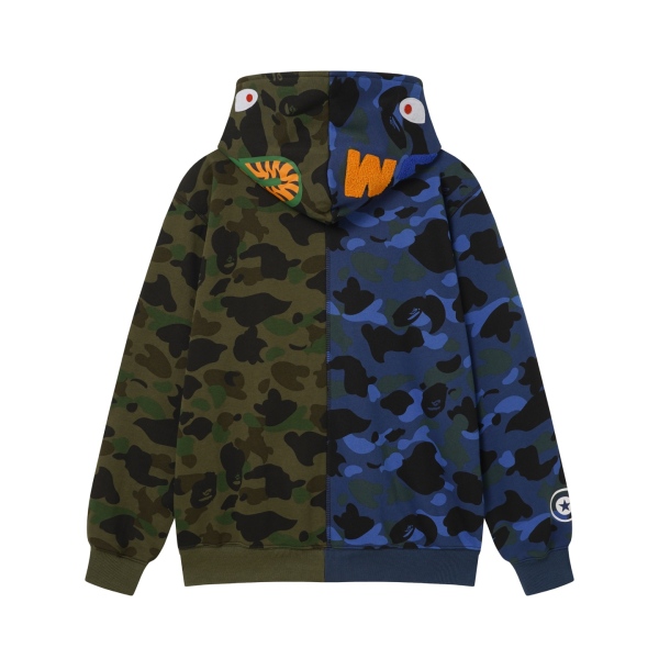 BAPE Split-Color Camo Shark Full Zip Hoodie