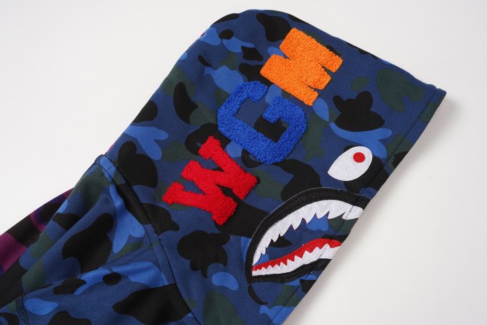 BAPE Split-Color Camo Shark Full Zip Hoodie