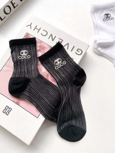 Chanel letters logo katsus in the stroke of crystal stockings and socks