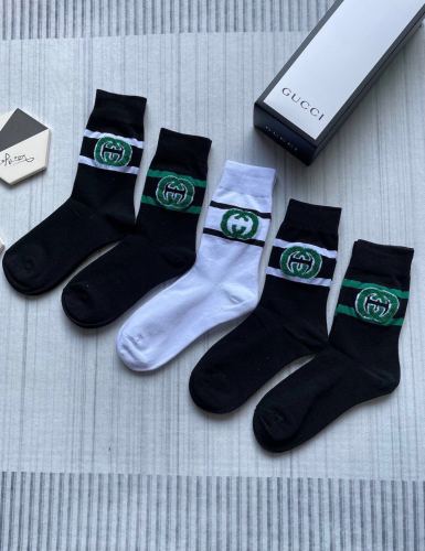 Gucci women's mid -tube socks cut flowers double G logo is high