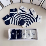 Chanel medium and short embroidered pile socks