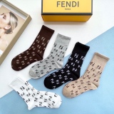 Fendi men and women autumn and winter mid -tube socks classic dual F logo