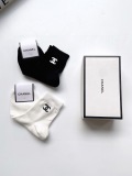 Chanel LOGO Midscar socks net eye cotton socks