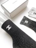 Chanel Classic Double C LOGO LOGO Gold and Silver Wire Stockings