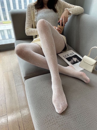 Chanel double C letters net socks pantyhose