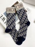 Dior classic old flower letter logo cashmere mid -socks in autumn and winter thick models