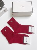 Chanel classic letter double C logo pure cotton stockings