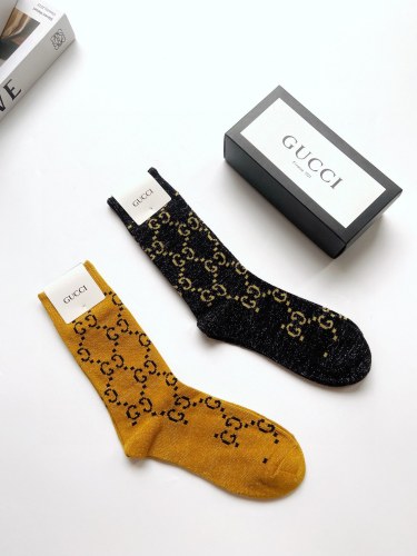 Gucci gold and silver wire in stockings dual -needle blended gold silver silk material