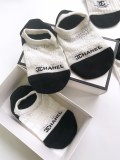 Chanel classic letter logo pure cotton hollow ship socks