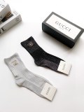 Gucci classic letter logo gold and silver silk stockings