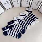 Chanel medium and short embroidered pile socks