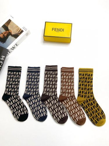 Fendi Double F letters logo wool middle socks