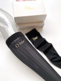 Dior classic letter logo gold and silver wire cotton blended stockings