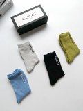 Gucci classic letter logo gold and silver silk mid -socks red