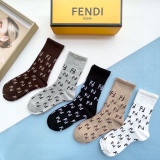 Fendi men and women autumn and winter mid -tube socks classic dual F logo