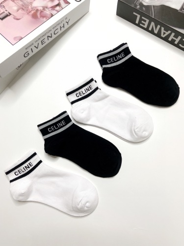 Celine cotton socks classic letter logo pure cotton socks