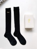 Dior classic letter logo gold and silver wire cotton blended stockings