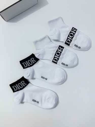 Dior classic letter logo pure cotton socks