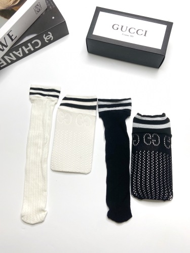 Gucci classic dual G letter logo mid -tube net socks calf socks