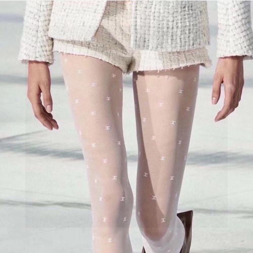 Chanel White Relieves Alphabet Stockings Female Thin Anti -Hook Spring Summer Autumn JK Black Silk Sexy Stockings