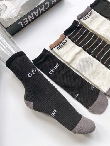 Celine classic logo cotton air -conditioning socks in stockings