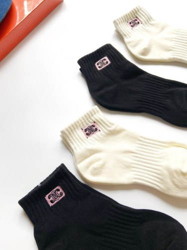 Celine classic letter logo cotton short socks