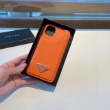 Prada original leather simple color high -end leather mobile phone protective shell, bring card bag mobile phone case