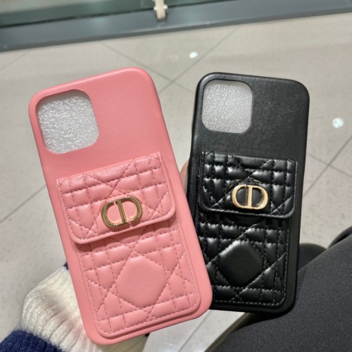 Dior patent leather 3D mobile phone case hardware pink black