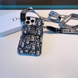 Dior Mengtian series card bag mobile phone case embroidered webbing shoulder strap