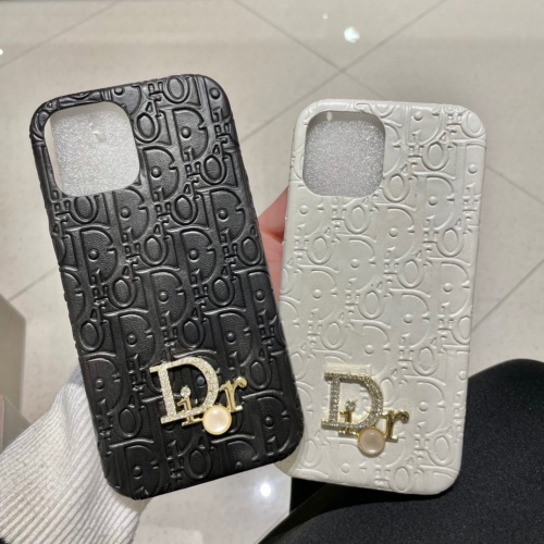 Dior embossed flowers Dior letter oil edge mobile phone case