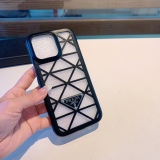 Prada hollow leather mobile phone case triangle bid