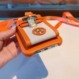Hermès card bag cross -body mobile phone case fabric stitching card bag coin purse