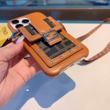 Fendi rivet plug -in card case card case card bag cross -body mobile phone case