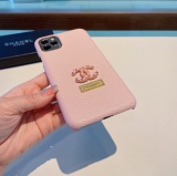 CHANEL oil edge mobile phone case leather chain dual C logo luxury atmospheric high -end lychee leather pattern