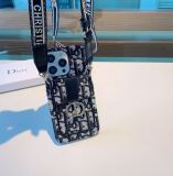 Dior Mengtian series card bag mobile phone case embroidered webbing shoulder strap