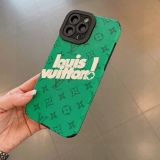 Louis vuitton cool green mobile phone case charm eye vertical line all -inclusive series